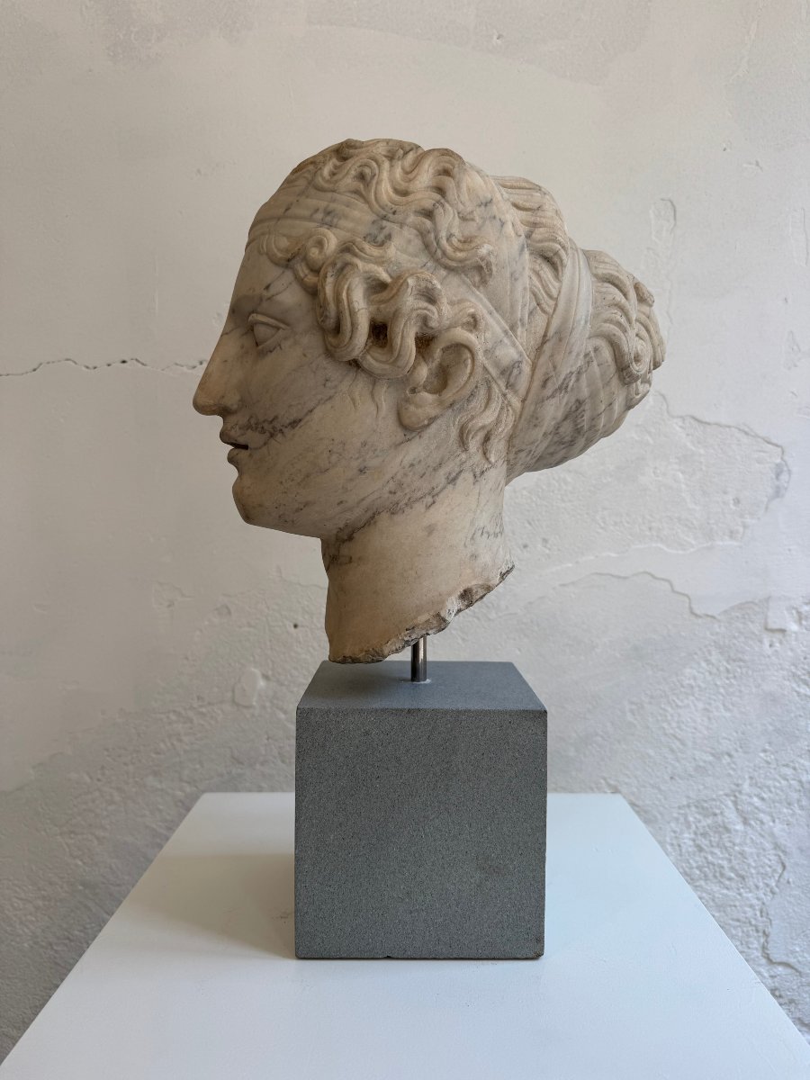 Scultura in marmo raffigurante testa di giovane donna - seconda metà XIX secolo-photo-2