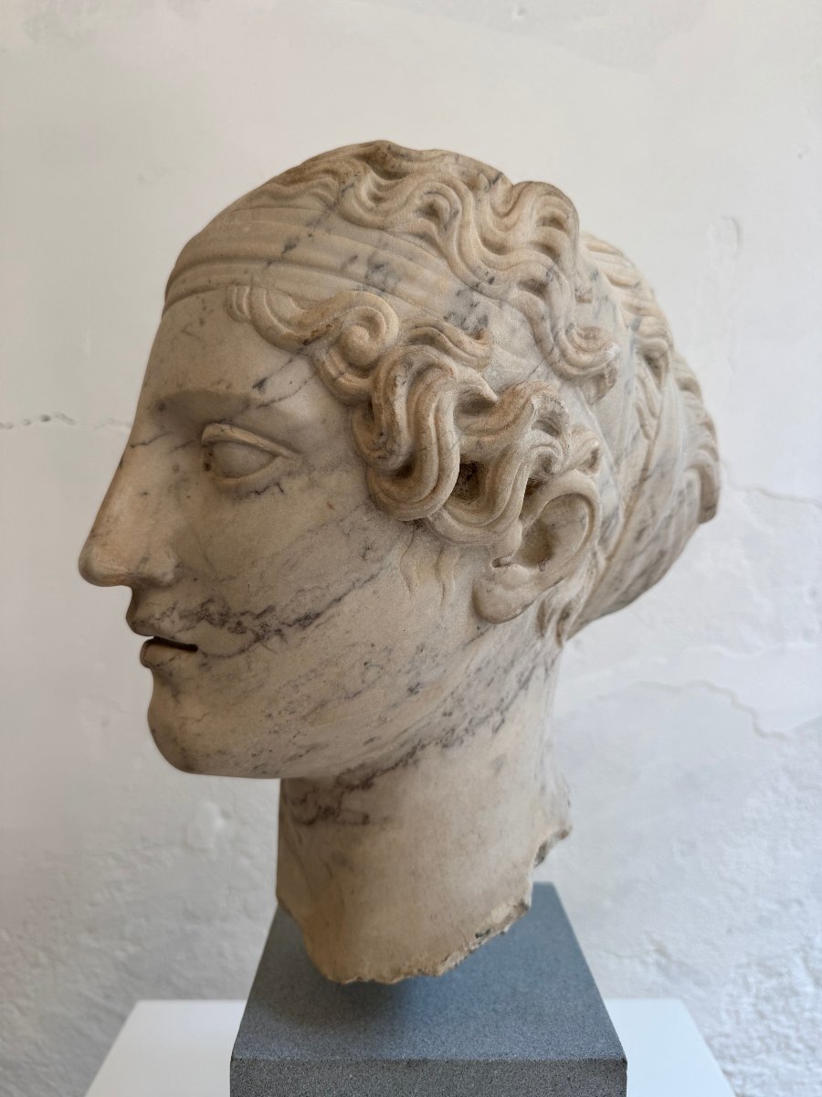 Scultura in marmo raffigurante testa di giovane donna - seconda metà XIX secolo-photo-3