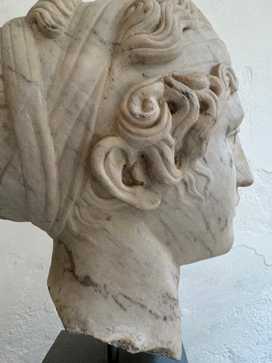 Scultura in marmo raffigurante testa di giovane donna - seconda metà XIX secolo-photo-4
