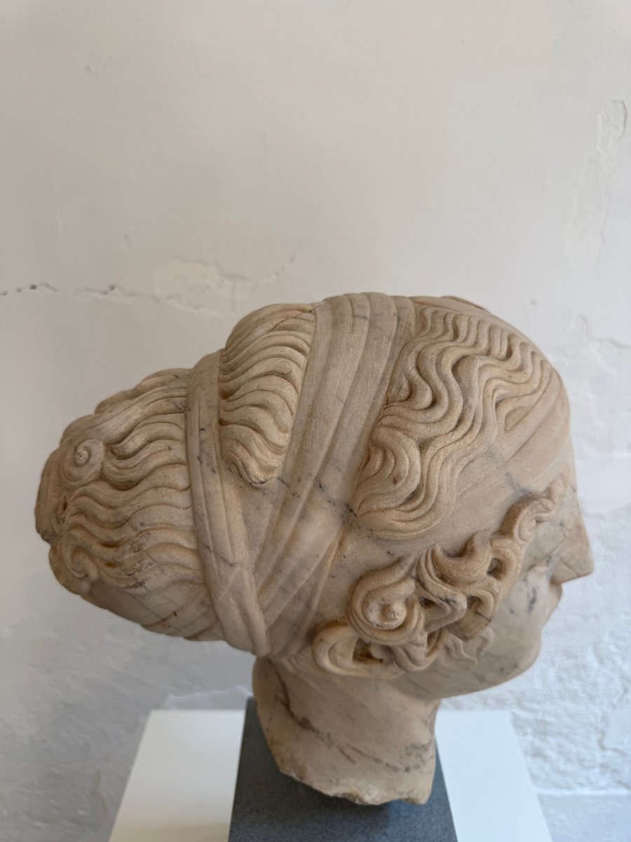 Scultura in marmo raffigurante testa di giovane donna - seconda metà XIX secolo-photo-5