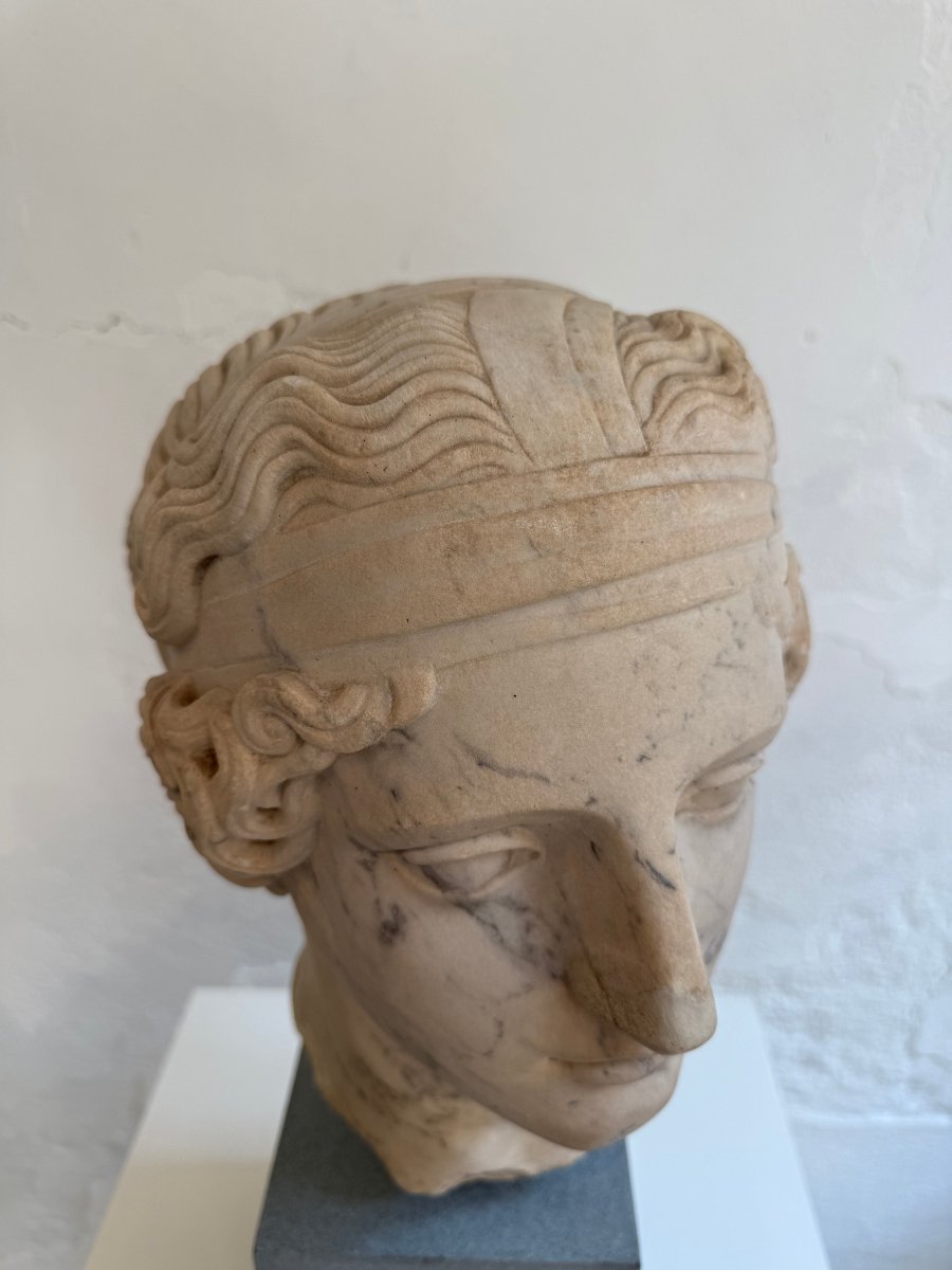 Scultura in marmo raffigurante testa di giovane donna - seconda metà XIX secolo-photo-6