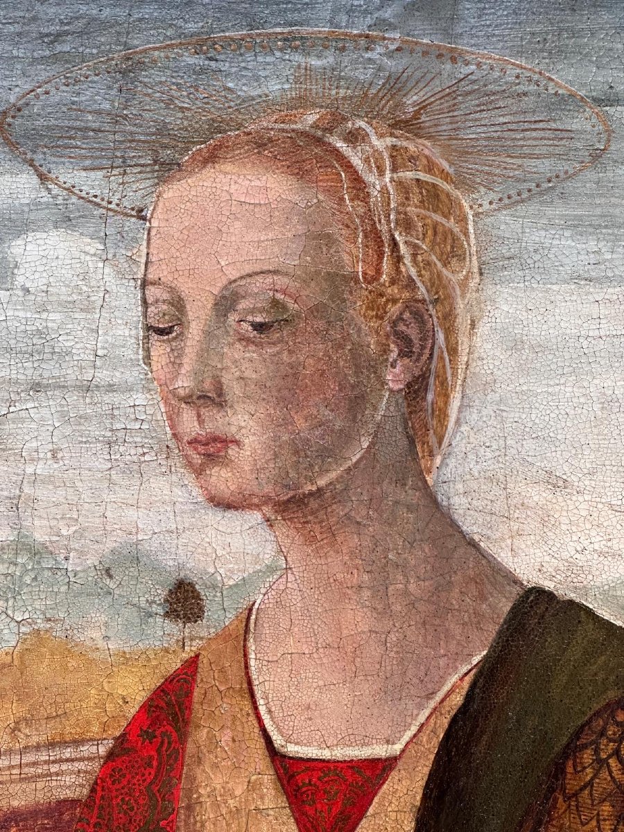 Dipinto olio su tavola raffigurante Madonna con bambino - probabile XVII secolo. Toscana -photo-4