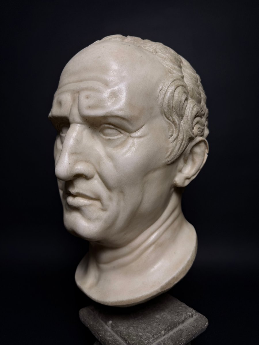 Testa neoclassica di Marco Tullio Cicerone in marmo - fine XVIII secolo . Italia.-photo-3