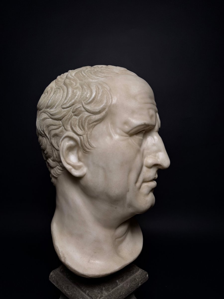 Testa neoclassica di Marco Tullio Cicerone in marmo - fine XVIII secolo . Italia.-photo-2