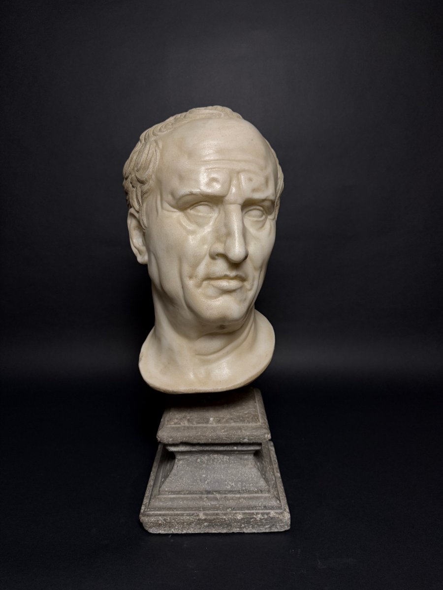 Testa neoclassica di Marco Tullio Cicerone in marmo - fine XVIII secolo . Italia.-photo-6