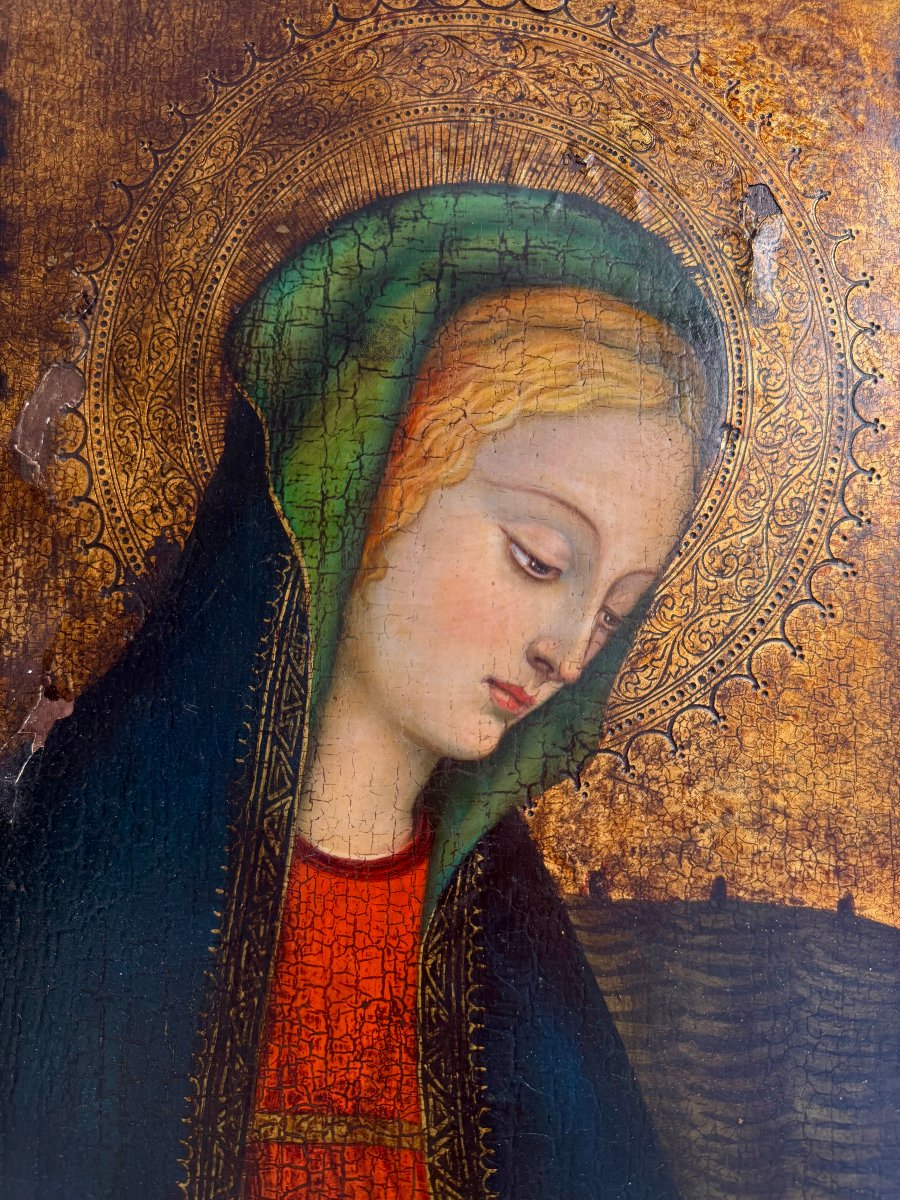 Tavola dipinta fondo oro Madonna con Bambino - scuola toscana - seconda metà XVIII secolo-photo-3