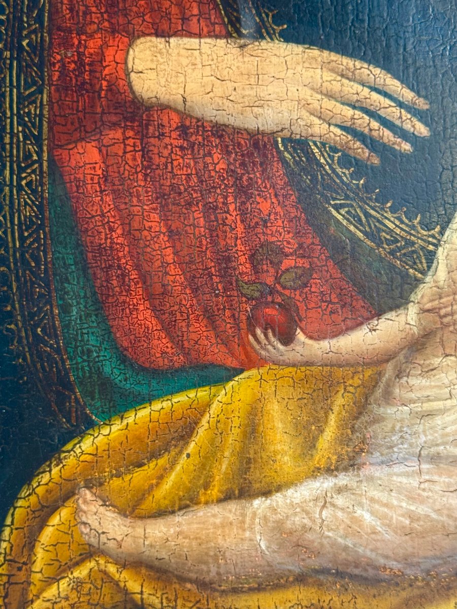 Tavola dipinta fondo oro Madonna con Bambino - scuola toscana - seconda metà XVIII secolo-photo-3