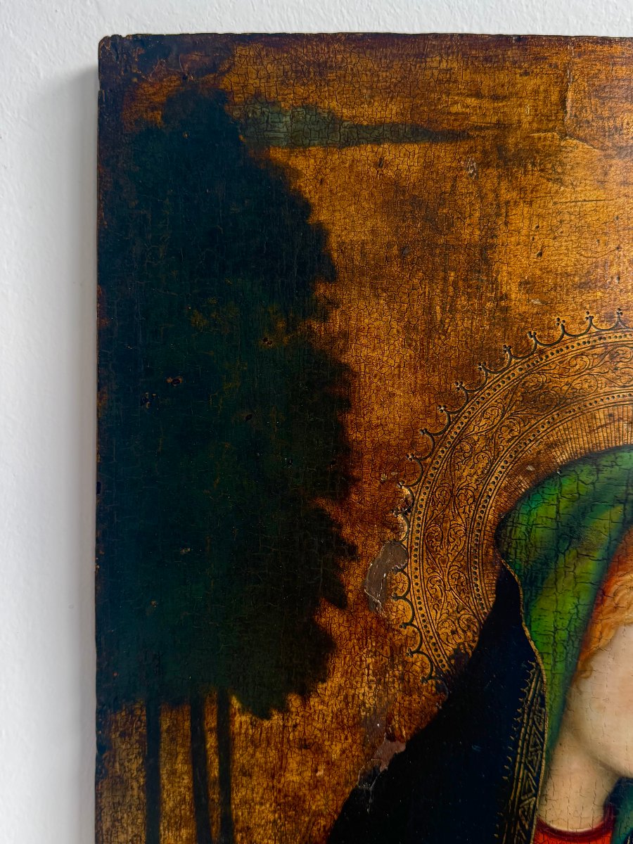 Tavola dipinta fondo oro Madonna con Bambino - scuola toscana - seconda metà XVIII secolo-photo-4