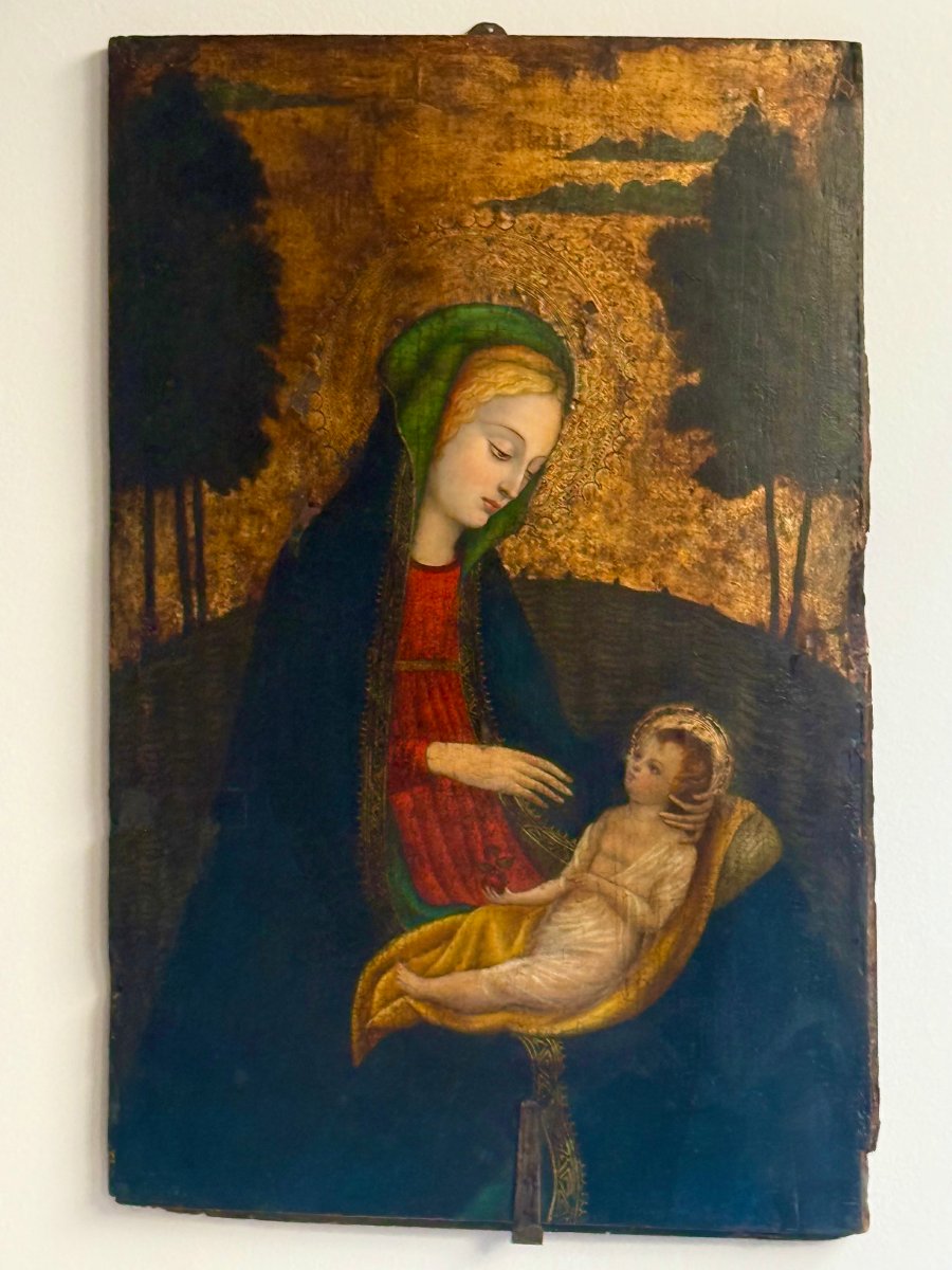 Tavola dipinta fondo oro Madonna con Bambino - scuola toscana - seconda metà XVIII secolo