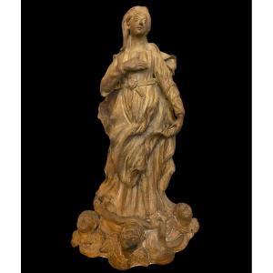 Scultura in terracotta raffigurante Madonna  del settecento