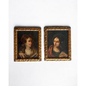 Sibille, coppia di olio su tavola - Scuola Toscana, XVIII sec