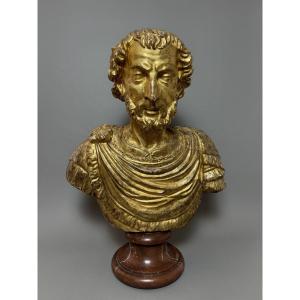 Busto ligneo dell'imperatore romano Marco Aurelio - seconda metà del XVII secolo