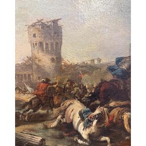 Dipinto raffigurante battaglia.Francesco Simonini (1686 - 1753)