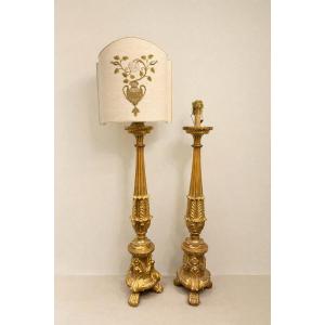 Coppia candelieri in legno dorato - metà del XIX secolo 