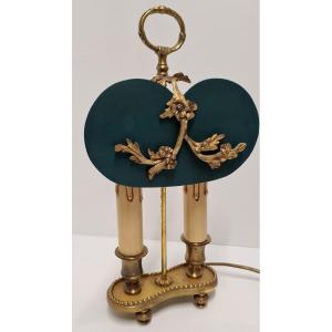 Hot Water Bottle Lamp With Golden Bronze Screen And Painted Tole Napoleon III Style