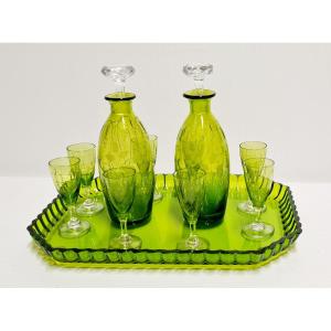 Saint Louis France Art Nouveau Crystal Liqueur Set Glasses And Decanters 