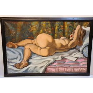 Large Female Nude By Jacques Antoine De Dampierre, Oil Painting On Canvas 