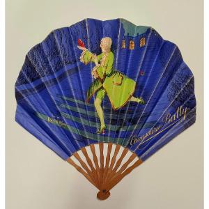 Antique Fan Advertising Bally Shoes By Jean d'Ylen Year 20 Fashion