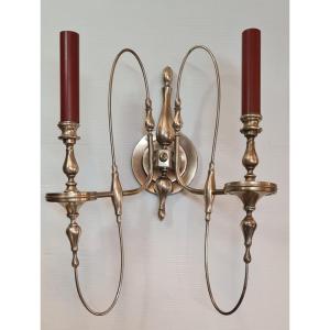 Vintage Silver Bronze Wall Lamp Signed Sciolari