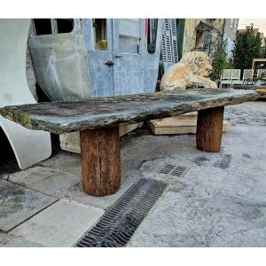 Wood & Slate Garden Table