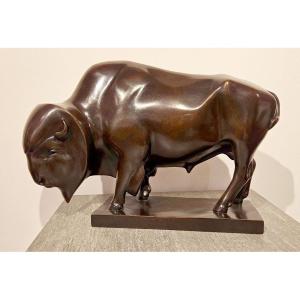 Original Bronze By Yvan Larsen "bison" Limited Edition 12 Ex 