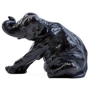 Original Bronze By Damien Colcombet "little Seated Elephant" Last Copy!
