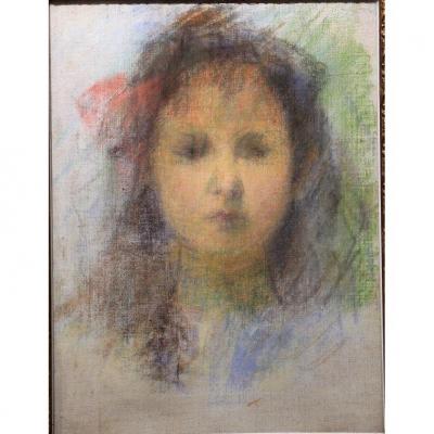 Impressionist Pastel, Portrait Of Girl