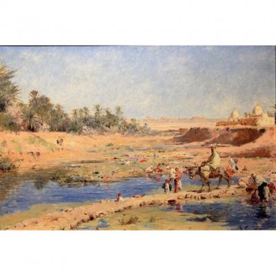 Oil On Canvas Orientalist By Gustave Nicolas Pinel (1842 -1896)