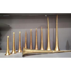 Set Of 10 Barrel Organ Or Barrel Trumpets 