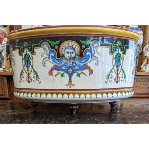 Large Earthenware Planter From Sarreguemines 19th Century.