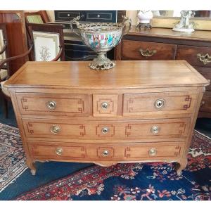 Small Curved Chest Of Drawers From The Transition Period In Blond Oak.