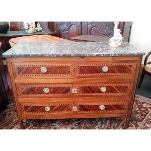 Louis XVI Period Chest Of Drawers In Marquetry From Eastern France.