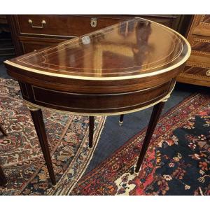 Louis XVI Style Half-moon Shaped Mahogany Games Table