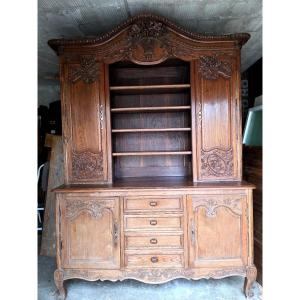 Norman-style Two-part Buffet In Carved Oak, Fécamp, 19th Century