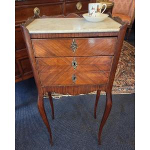 Louis XV Period Chiffonier Table In Veneered Wood And Mahogany