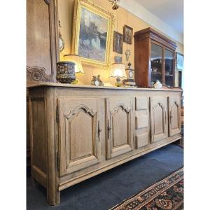 Buffet, Sideboard With Four Doors And Three Drawers In Lightened Oak, Late 19th Century.