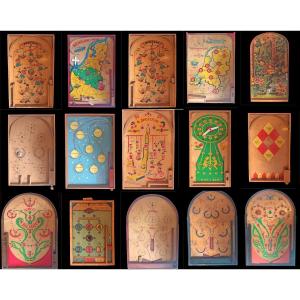 Set Of 18 Small Wooden Marble Games From The 1950s