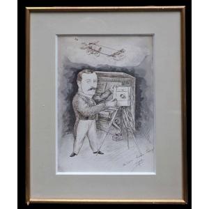 The Photographer And The Champagne Drawing 1900