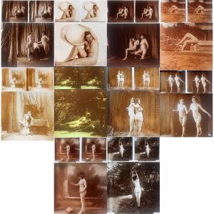10 Glass Photographs Of Stereo Nudes Circa 1900