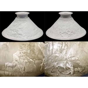 Pair Of 19th Century Lithophanic Lampshades 