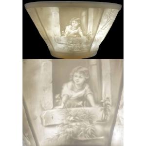 19th Century Lithophane Lampshade