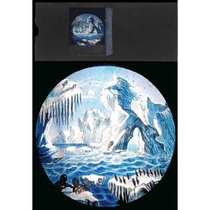 Magic Lantern Plaque 1860 Captain Rofs' Voyage - Arctic Pole
