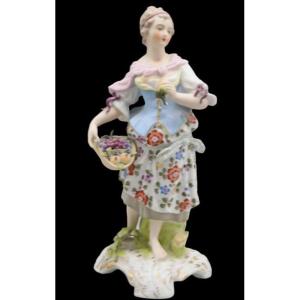 Young Woman With Fruit, 19th-century Porcelain, Sitzendorf Factory