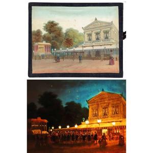 Panoptic Polyorama Plaque Circa 1850, Café Des Ambassadeurs - Champs-élysées 