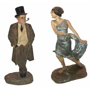 Statuettes Signed M. Gottlob / Pathe Freres Publishers