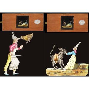2 System Magic Lantern Plates 1870