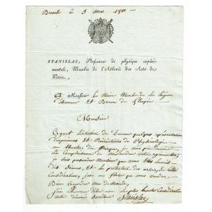 Stanislas Letter 1811 Professor Of Physics