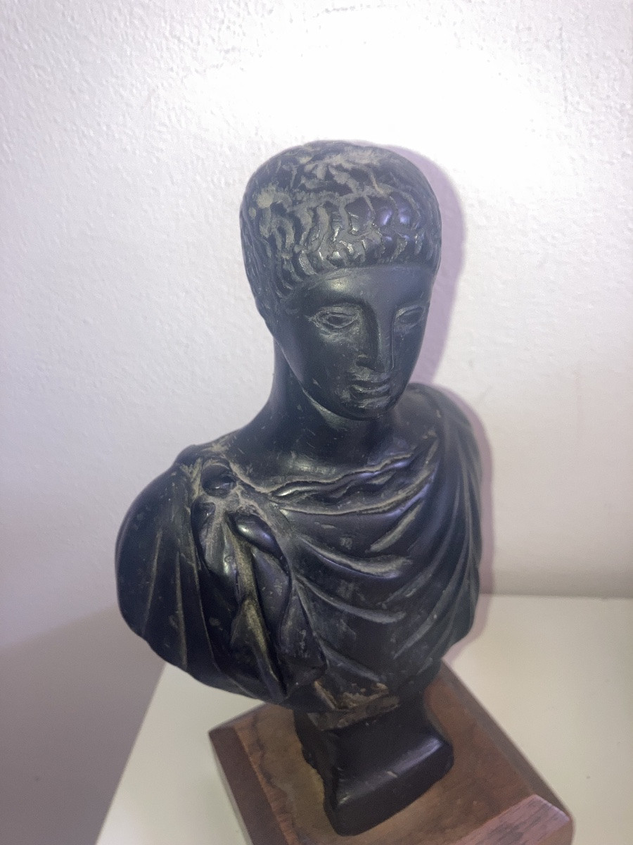 Busto in marmo nero di imperatore romano -photo-4