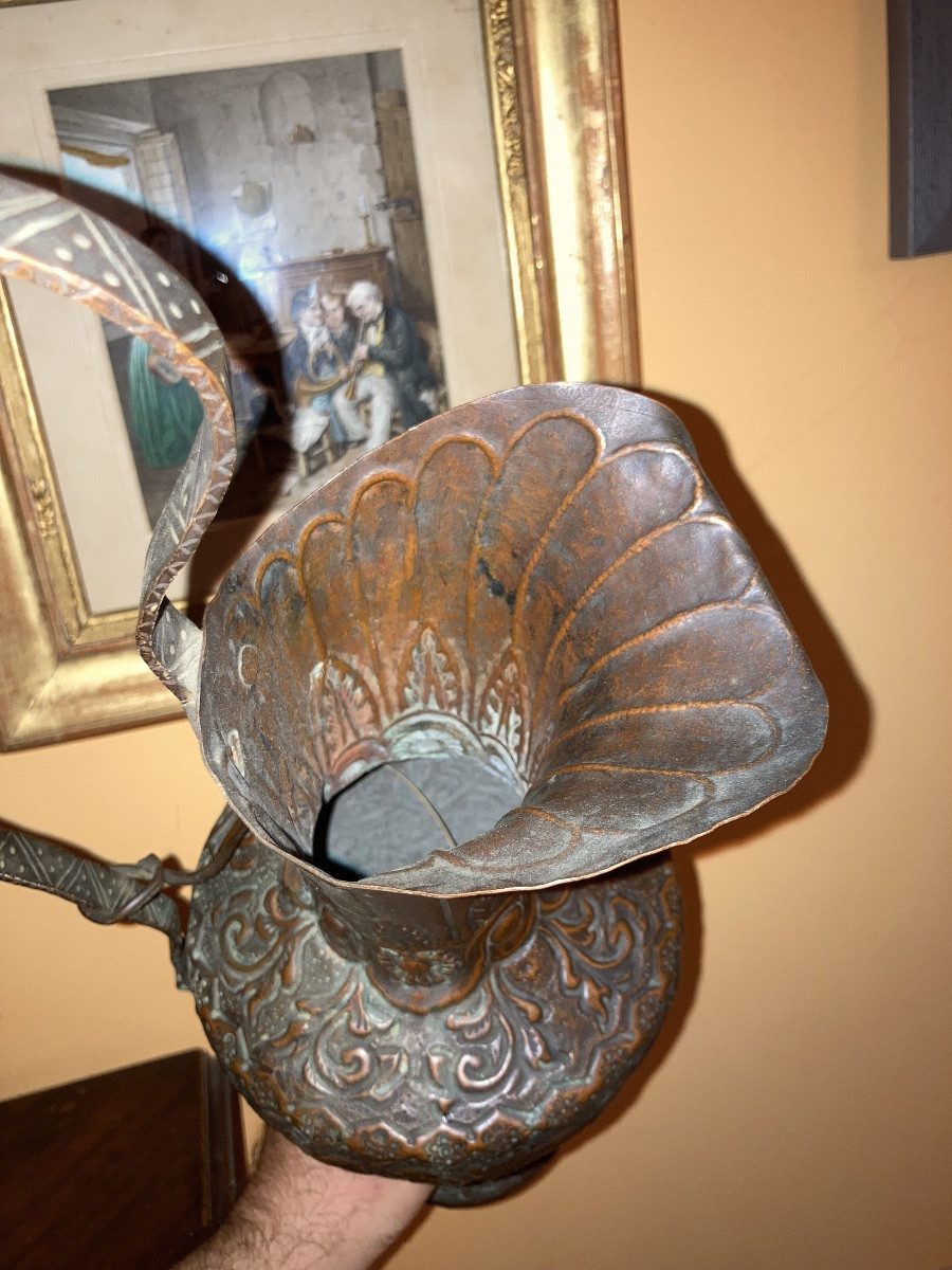 Brocca o versatoio in rame sbalzato del XVIII secolo -photo-3