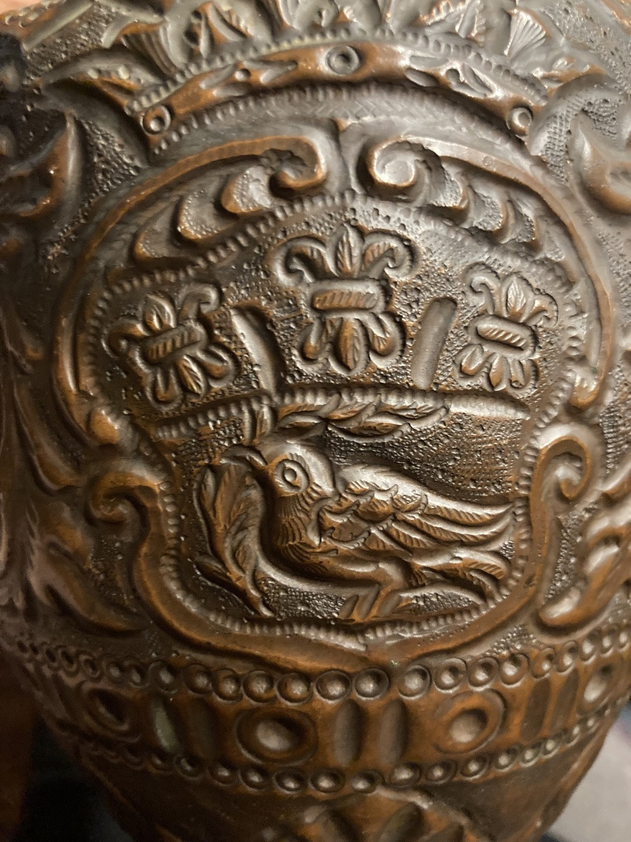 Brocca o versatoio in rame sbalzato del XVIII secolo -photo-6